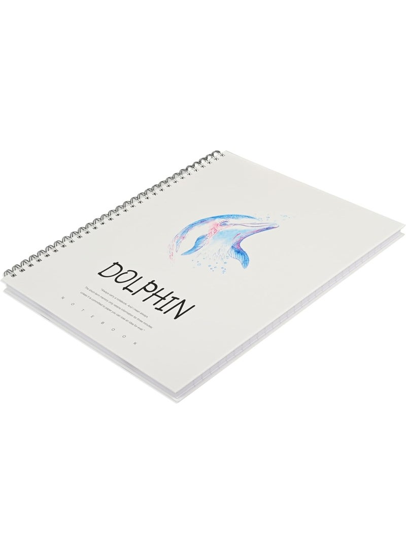 FIS® Notebook Double Loop Spiral Binding, Hard Cover Materials, Size 10x8" Inches, 8mm Single Line Ruling, 96 Sheets, 192 Pages, Packet of 5 Pieces, Dolphin Cover Design 1-FSNBSHC1896-DOL1 - Image 2